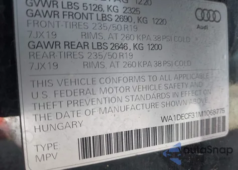 2021 Audi Q3 Premium 45 Tfsi S Line Quattro Tiptronic from USA, damaged, VIN WA1DECF31M1068775